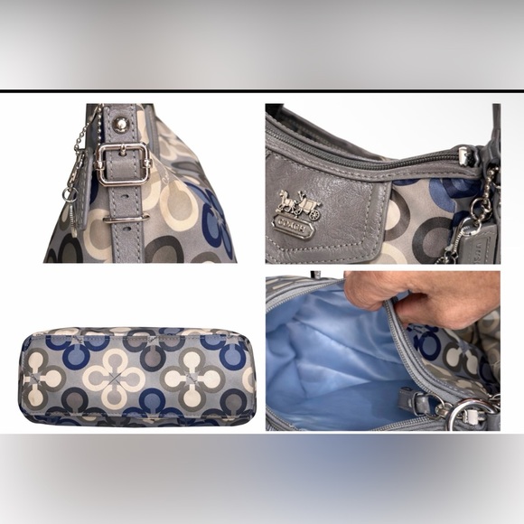 Coach Blue and Gray Opt Art Shoulder Bag - Picture 4 of 7